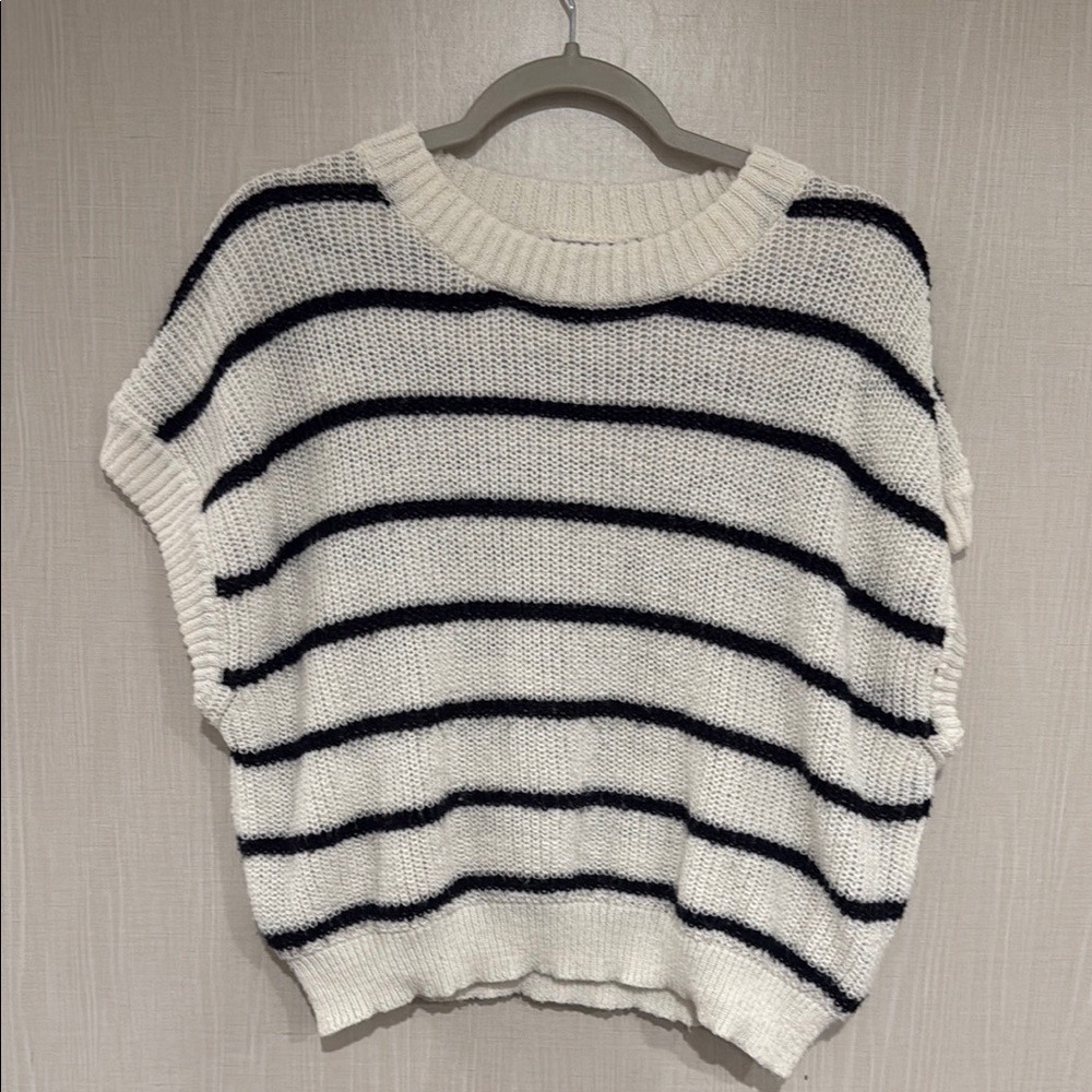 Striped Knit Sweater - Black and White